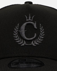 New Era X Culture Kings 9FORTY A-Frame Trucker Snapback Black/Black