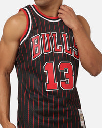 Mitchell & Ness Chicago Bulls Luc Longley 1995 Pinstripe Jersey Black