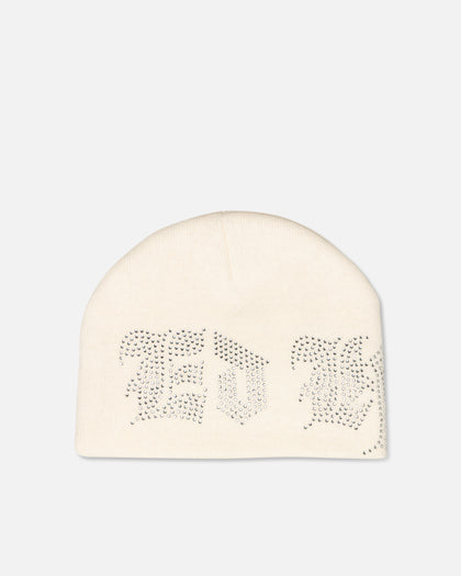 Ed Hardy Rhinestone Beanie Off White