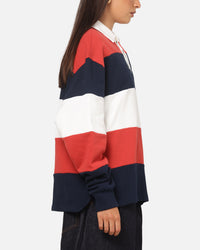 Tommy Jeans Relaxed Badge Stripe Rugby Shirt Navy