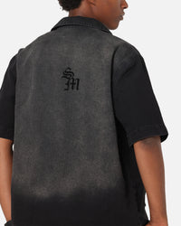 Saint Morta Tribal Denim Button Up Shirt Sunfade Black