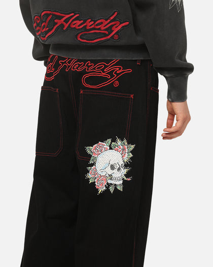 Ed Hardy Skull Rhinestone Jeans Black