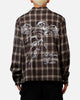 Sworn To Us Lotus Angel Flannel Button Up Shirt Brown