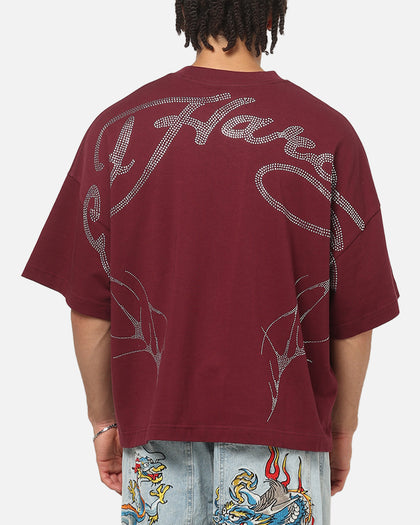 Ed Hardy Cyber Rhinestone T-Shirt Plum