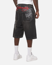Ed Hardy Dragon Jorts Washed Black