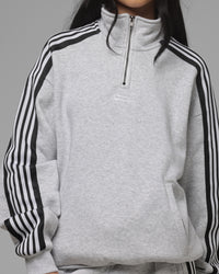 Loiter Hybrid Track Quarter Zip Grey Marle