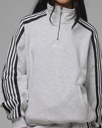 Loiter Hybrid Track Quarter Zip Grey Marle
