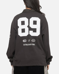 Mitchell & Ness All Blacks Rugby Long Sleeve Polo Shirt Washed Black