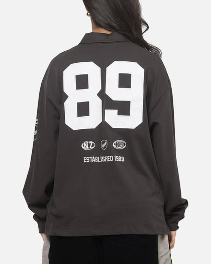 Mitchell & Ness All Blacks Rugby Long Sleeve Polo Shirt Washed Black