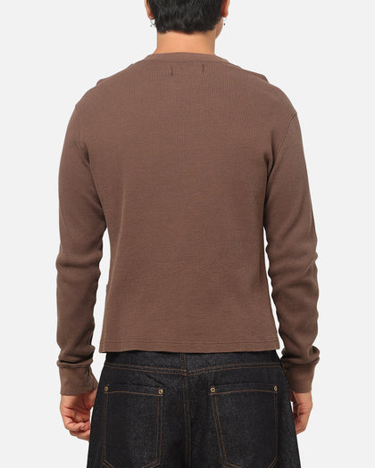American Thrift Waffle Henley Shirt Washed Brown