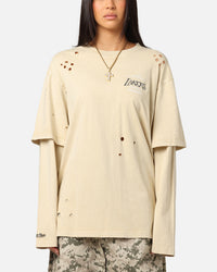 Mitchell & Ness Los Angeles Lakers Chromed Mock Long Sleeve T-Shirt Khaki