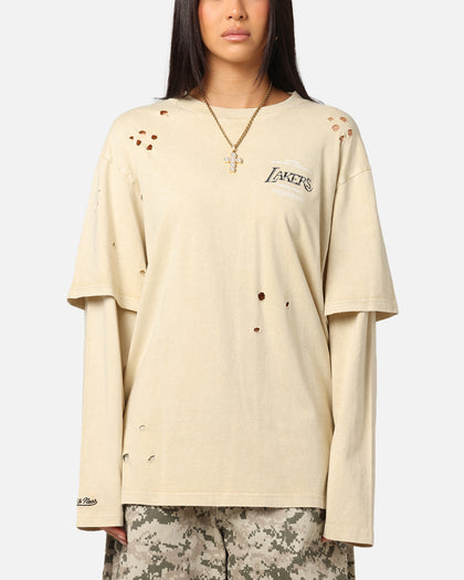 Mitchell & Ness Los Angeles Lakers Chromed Mock Long Sleeve T-Shirt Khaki