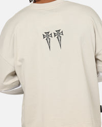 Saint Morta Muerte Layered Long Sleeve T-Shirt Stone/White