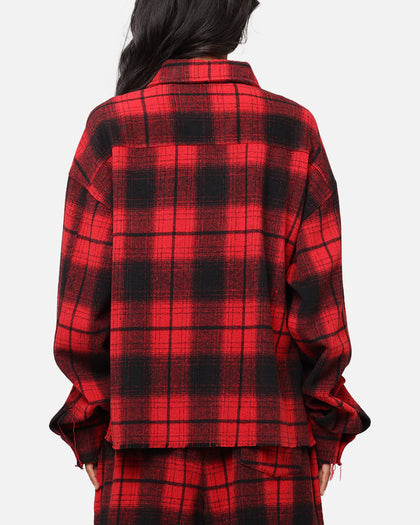 XXIII Plaid Long Sleeve Overshirt Red