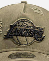 New Era Los Angeles Lakers 'Distressed Olive' 9FORTY A-Frame Snapback Olive
