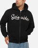 S Double Cursive Zip Hoodie Black
