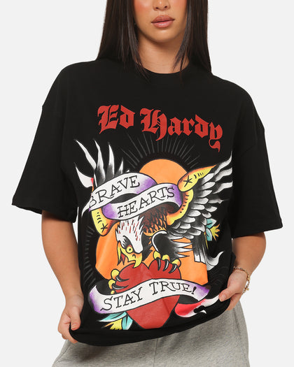 Ed Hardy Brave Hearts T-Shirt Black