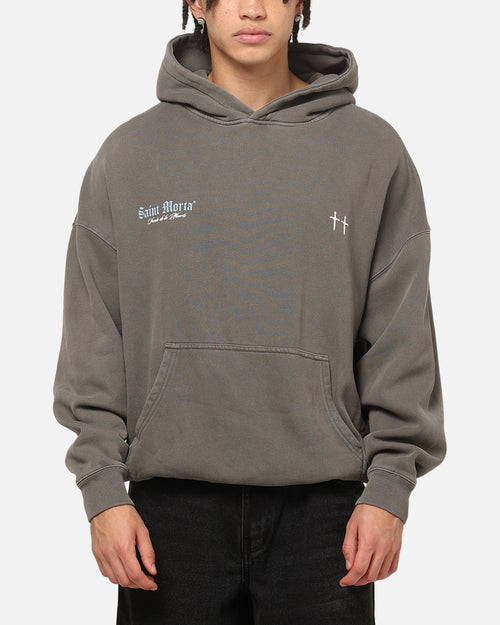 Saint Morta La Muerte Boxy Hoodie Washed Charcoal