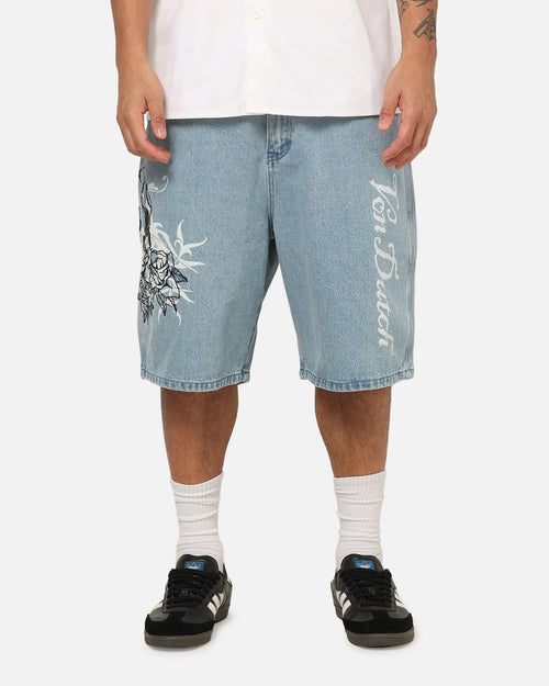 Von Dutch Skull Jean Shorts Mid Blue Denim
