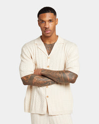 XXIII Terry Knit Button Up Shirt Tan