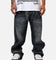 MNML Ultra Baggy Shadow Patch Denim Jeans Light Blue Wash