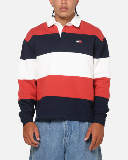 Tommy Jeans Relaxed Badge Stripe Rugby Shirt Navy