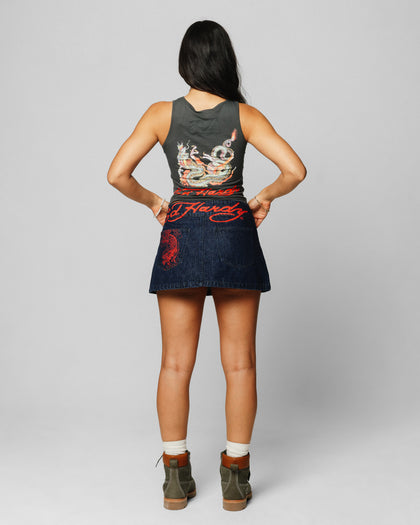 Ed Hardy Women's Ripped Dragon Tank Black