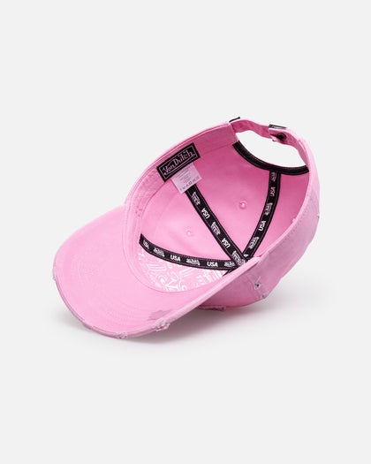 Von Dutch Distressed Zigzag Dad Strapback Cap Pink