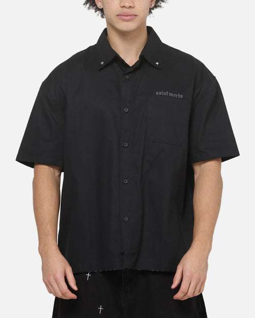 Saint Morta Marked Button Up Shirt Off Black