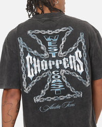 West Coast Choppers Chain Cross T-Shirt Black Acidwash
