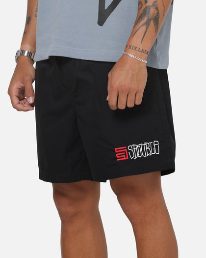 S Double Timeless Poplin Volley Beach Shorts Black