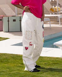 Loiter Patchwork Double Knee Pants Off White