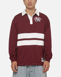 Mitchell & Ness New York Yankees Roses Rugby Long Sleeve Polo Shirt Sour Cherry