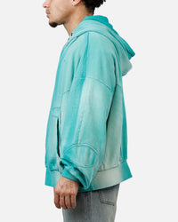 MNML Double Pouch Sprayed Hoodie Green