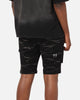 Saint Morta Dynasty Thrash V2 Denim Shorts Acid Wash Black