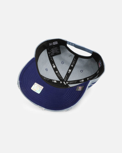 New Era Oakland Raiders 'Distressed Denim' 9FORTY A-Frame Snapback Light Wash Denim