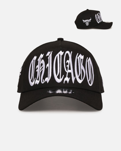 New Era Chicago Bulls 'Oversized Gothic Script Crown' 9FORTY A-Frame Snapback Black/White