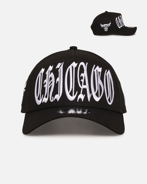 New Era Chicago Bulls 'Oversized Gothic Script Crown' 9FORTY A-Frame Snapback Black/White