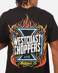 West Coast Choppers Skew Logo Flames T-Shirt Black