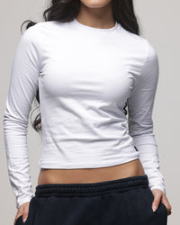 American Thrift Women's Fitted Long Sleeve T-Shirt White