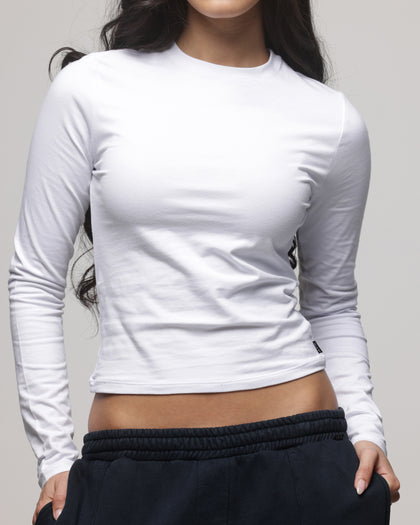 American Thrift Women's Fitted Long Sleeve T-Shirt White