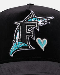 New Era Florida 'Velvet Hearts' 9FORTY A-Frame Snapback Marlins Black