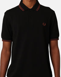 Fred Perry Twin Tipped Polo Shirt Black/Whisky Brown