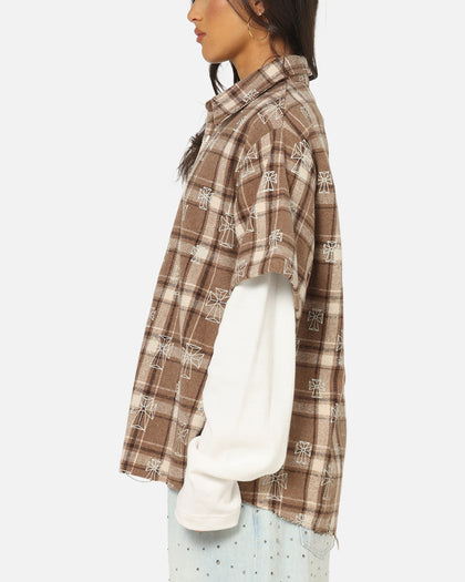 Saint Morta Sanctuary Layered Button Up Shirt Brown