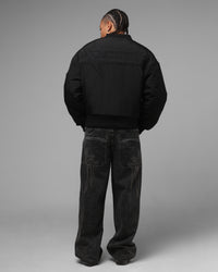 Loiter Hybrid Cropped Bomber Jacket Black
