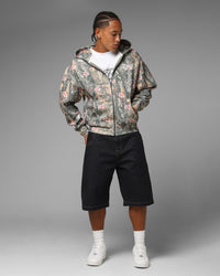 Loiter Waffle Zip Hoodie Pink Tree Camo