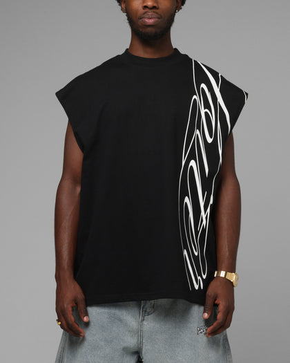 Loiter Script Muscle T-Shirt Black