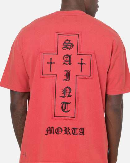 Saint Morta Requiem Boxy T-Shirt Vintage Washed Red