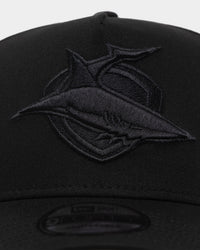 New Era Cronulla-Sutherland Sharks 'Black On Black' 9FORTY A-Frame Snapback Black