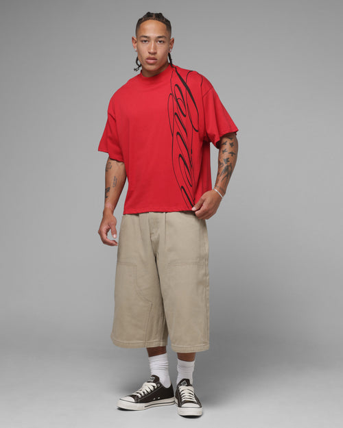 Loiter Script T-Shirt Red